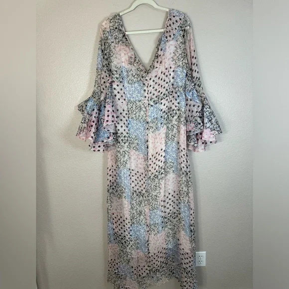 Nasty Gal Collection Chiffon Printed Ruffle Sleeve Maxi Dress size 14 $264 - Picture 10 of 16